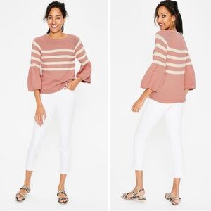 Boden Arianna Blush Pink and White Striped Sweater size S